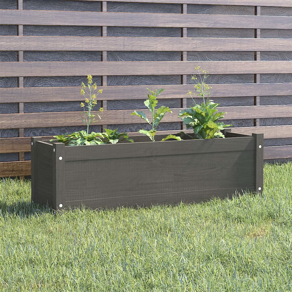 vidaXL plantekasse 100x31x31 cm massivt fyrretræ grå vidaXL plantekasse 100x31x31 cm massivt fyrretræ grå