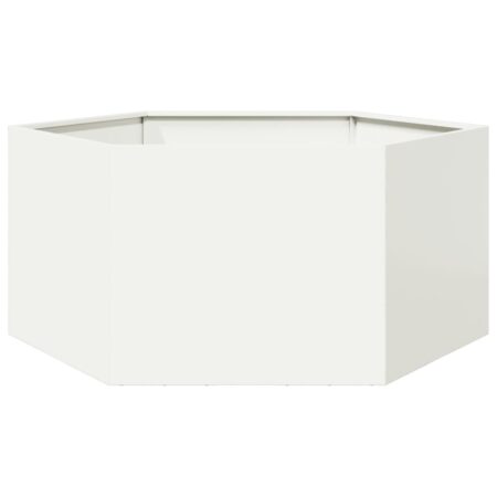 vidaXL plantekasse 104x90x45 cm sekskantet stål hvid