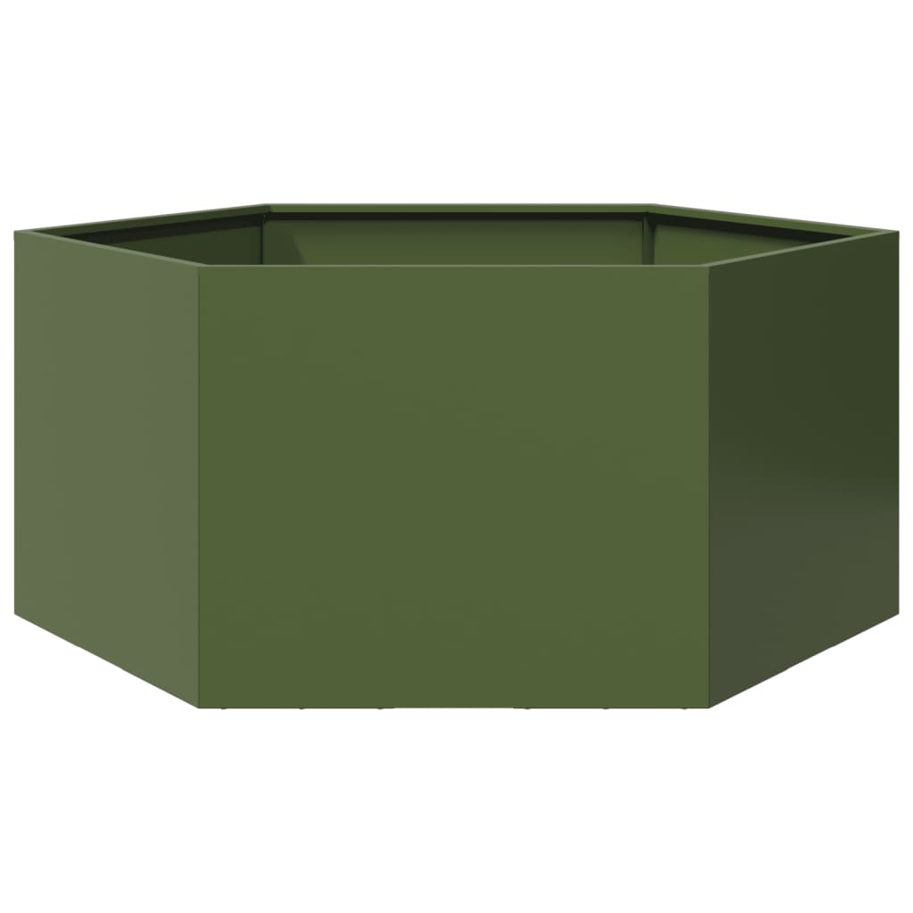 vidaXL plantekasse 104x90x45 cm sekskantet stål olivengrøn vidaXL plantekasse 104x90x45 cm sekskantet stål olivengrøn