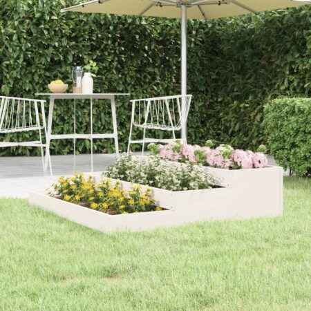 vidaXL plantekasse 107x107x27 cm massivt fyrretræ hvid