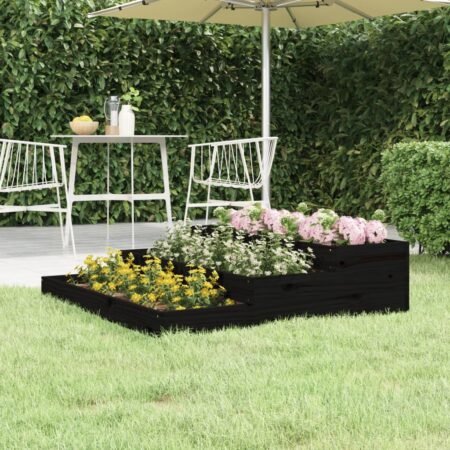 vidaXL plantekasse 107x107x27 cm massivt fyrretræ sort