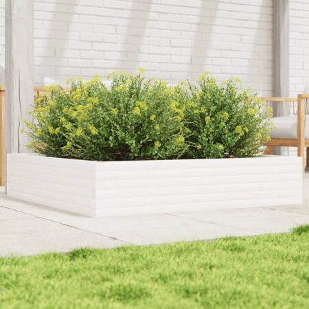 vidaXL plantekasse 110x110x23 cm massivt fyrretræ hvid
