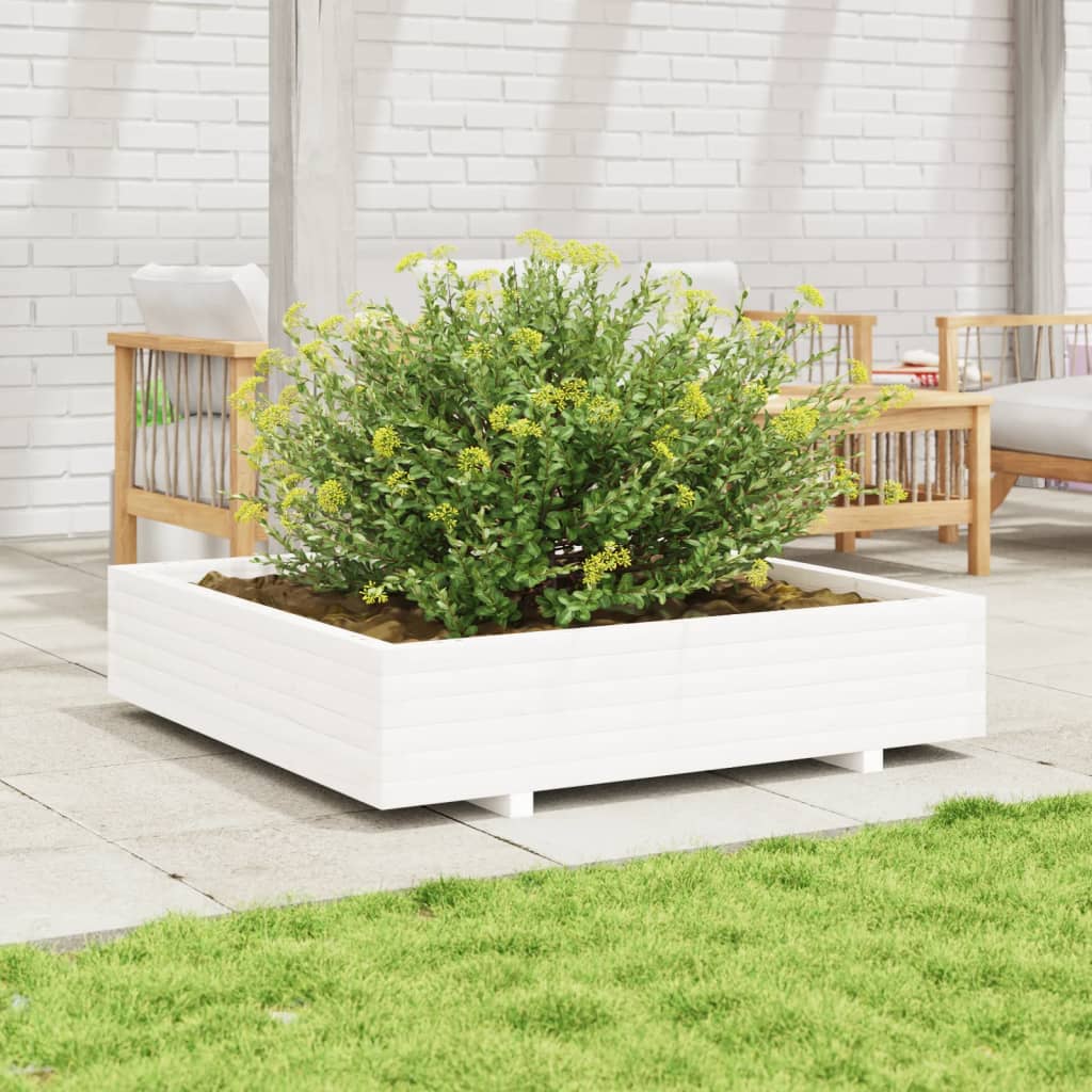 vidaXL plantekasse 110x110x26,5 cm massivt fyrretræ hvid vidaXL plantekasse 110x110x26,5 cm massivt fyrretræ hvid
