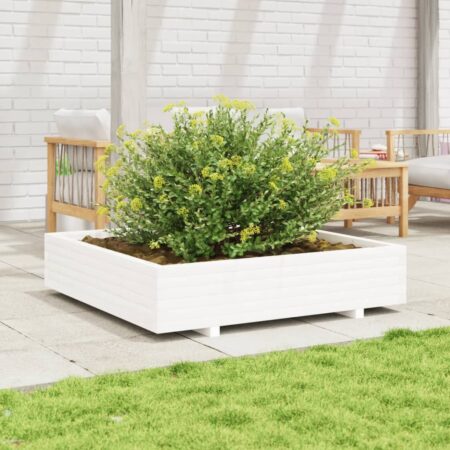 vidaXL plantekasse 110x110x26,5 cm massivt fyrretræ hvid
