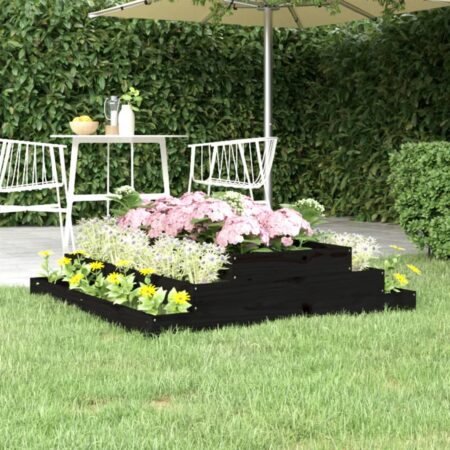 vidaXL plantekasse 110x110x27 cm massivt fyrretræ sort