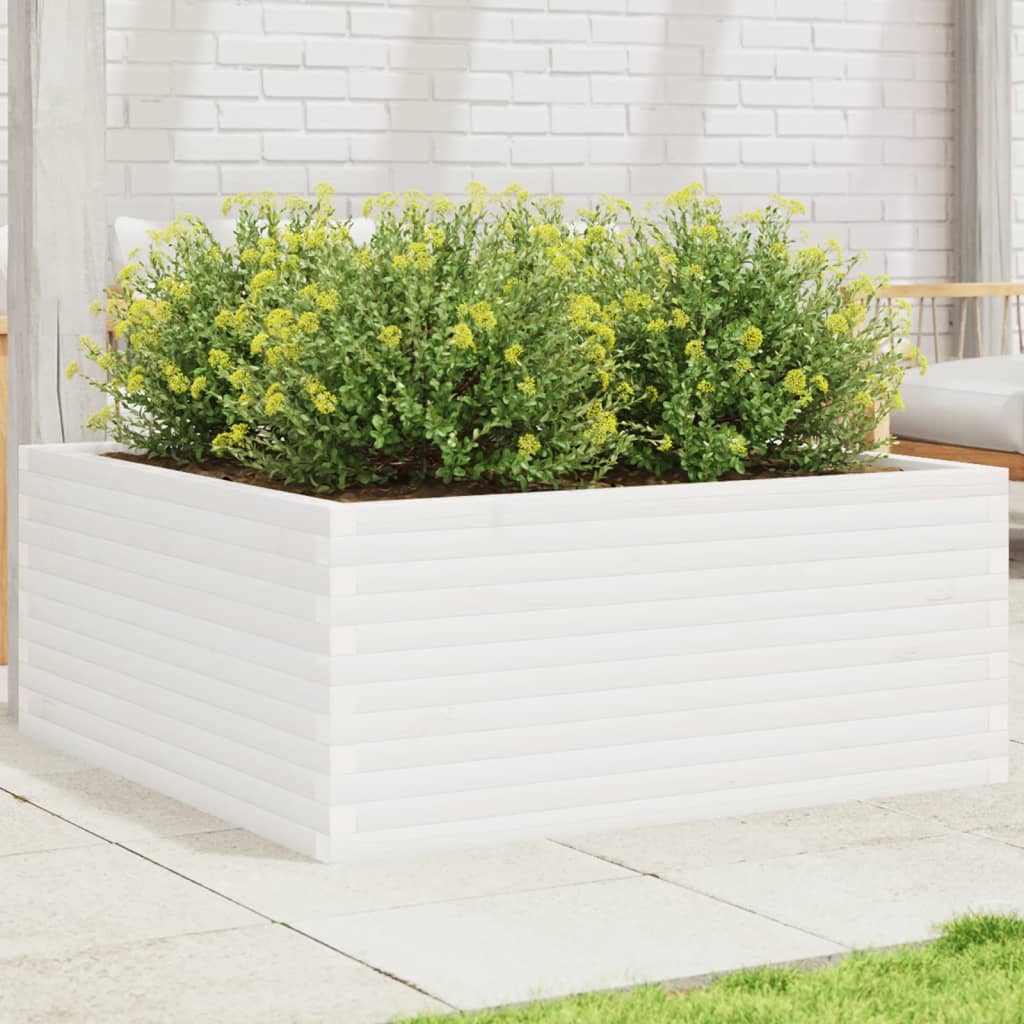 vidaXL plantekasse 110x110x46 cm massivt fyrretræ hvid vidaXL plantekasse 110x110x46 cm massivt fyrretræ hvid