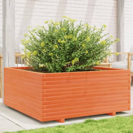 vidaXL plantekasse 110x110x49,5 cm massivt fyrretræ gyldenbrun