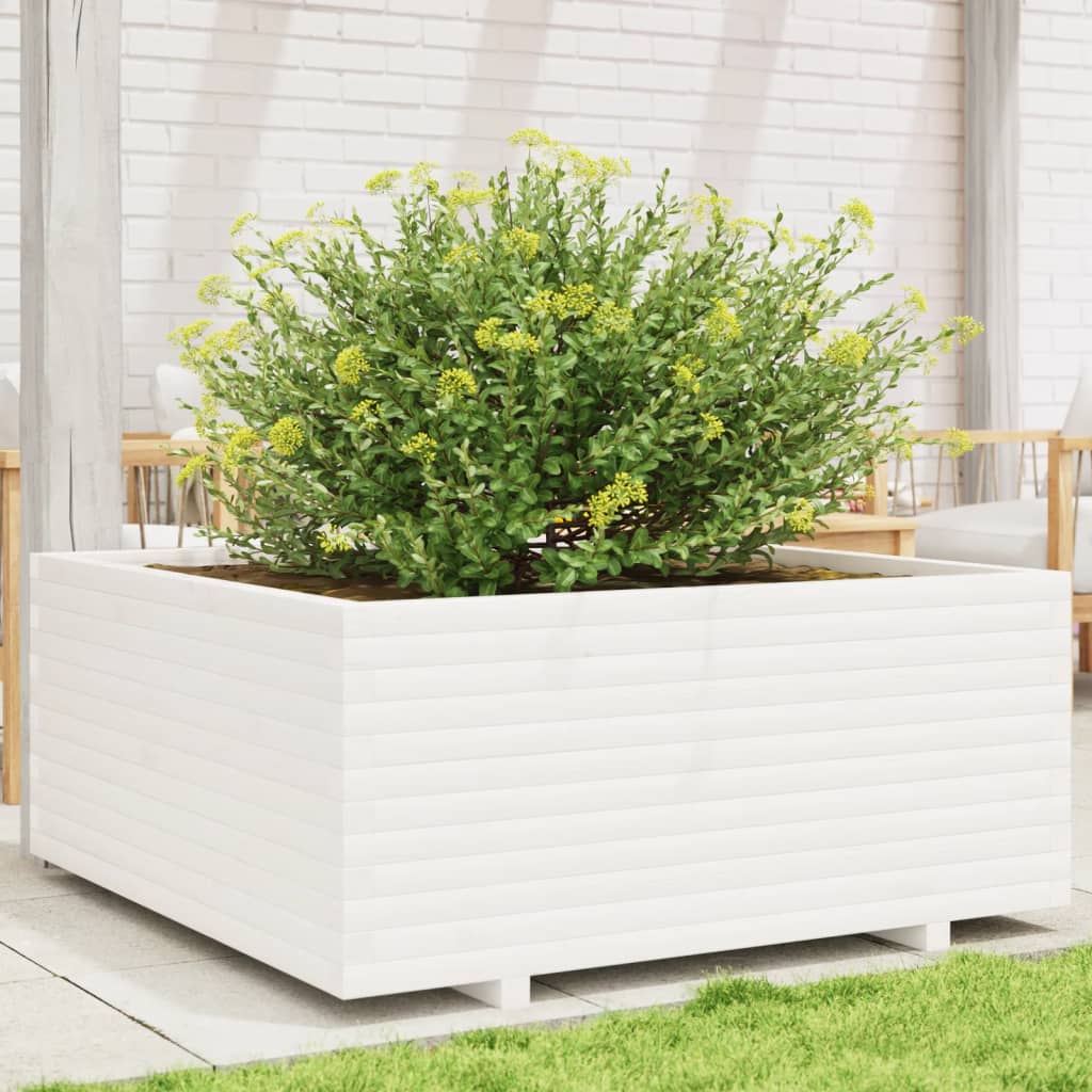 vidaXL plantekasse 110x110x49,5 cm massivt fyrretræ hvid vidaXL plantekasse 110x110x49,5 cm massivt fyrretræ hvid