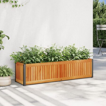 vidaXL plantekasse 110x30x27,5 cm massivt akacietræ og stål