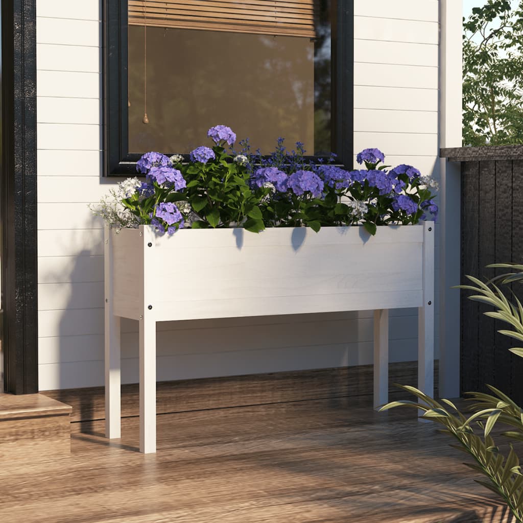 vidaXL plantekasse 110x31x70 cm massivt fyrretræ hvid vidaXL plantekasse 110x31x70 cm massivt fyrretræ hvid
