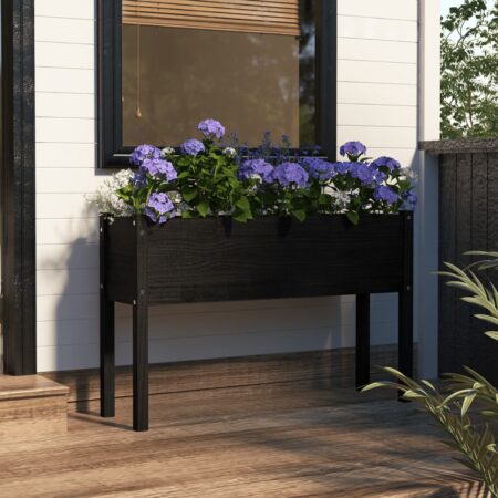 vidaXL plantekasse 110x31x70 cm massivt fyrretræ sort