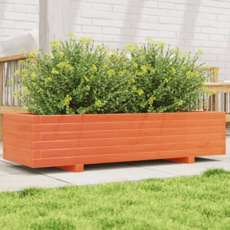 vidaXL plantekasse 110x40x26,5 cm massivt fyrretræ gyldenbrun