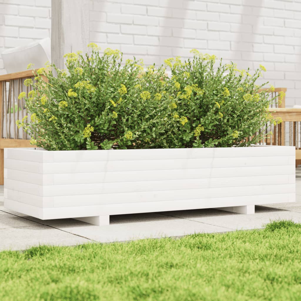 vidaXL plantekasse 110x40x26,5 cm massivt fyrretræ hvid vidaXL plantekasse 110x40x26,5 cm massivt fyrretræ hvid