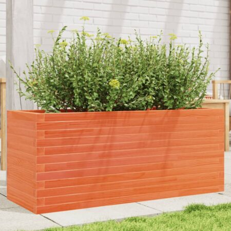 vidaXL plantekasse 110x40x45,5 cm massivt fyrretræ gyldenbrun