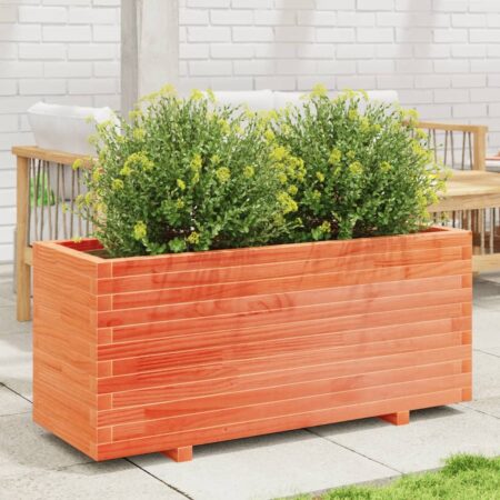 vidaXL plantekasse 110x40x49,5 cm massivt fyrretræ gyldenbrun