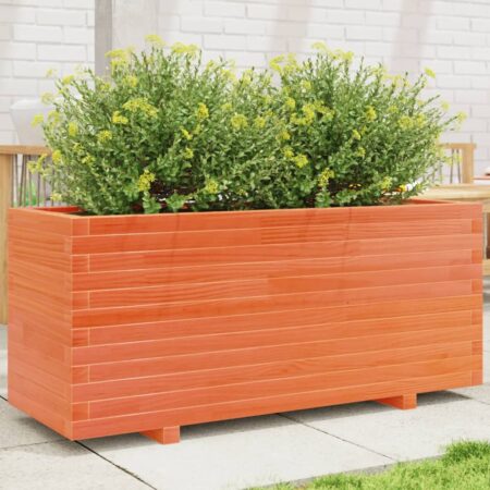 vidaXL plantekasse 110x40x49,5 cm massivt fyrretræ gyldenbrun