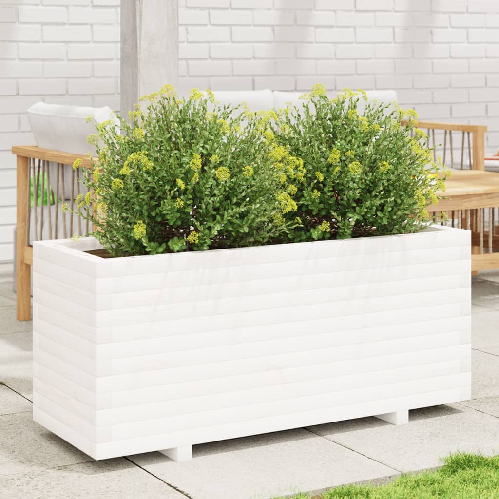vidaXL plantekasse 110x40x49,5 cm massivt fyrretræ hvid vidaXL plantekasse 110x40x49,5 cm massivt fyrretræ hvid