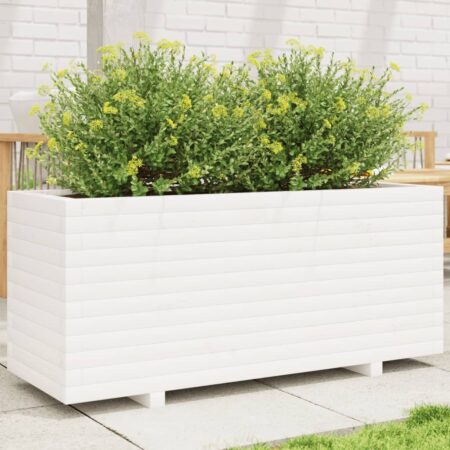 vidaXL plantekasse 110x40x49,5 cm massivt fyrretræ hvid