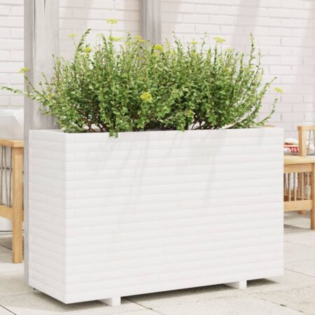 vidaXL plantekasse 110x40x72 cm massivt fyrretræ hvid