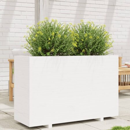 vidaXL plantekasse 110x40x72,5 cm massivt fyrretræ hvid