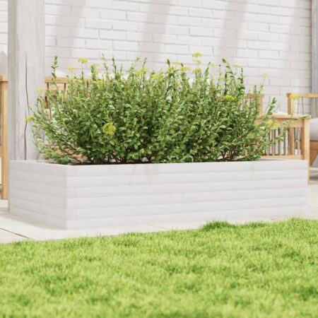 vidaXL plantekasse 110x60x23 cm massivt fyrretræ hvid