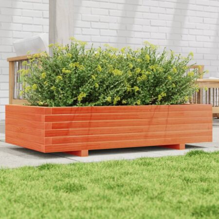 vidaXL plantekasse 110x60x26,5 cm massivt fyrretræ gyldenbrun