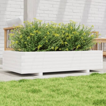 vidaXL plantekasse 110x60x26,5 cm massivt fyrretræ hvid
