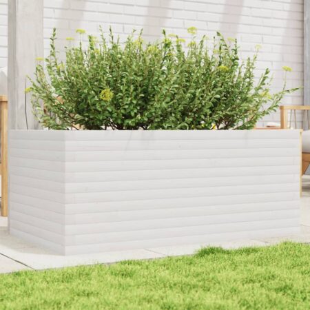 vidaXL plantekasse 110x60x46 cm massivt fyrretræ hvid