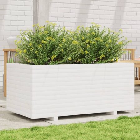 vidaXL plantekasse 110x60x49,5 cm massivt fyrretræ hvid