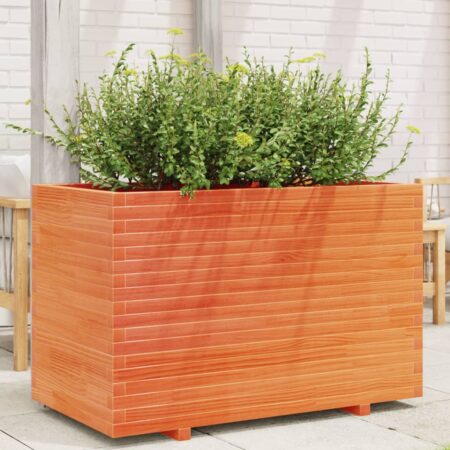 vidaXL plantekasse 110x60x72 cm massivt fyrretræ gyldenbrun