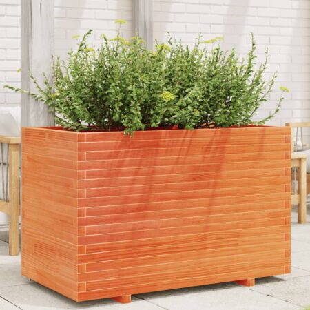 vidaXL plantekasse 110x60x72 cm massivt fyrretræ gyldenbrun