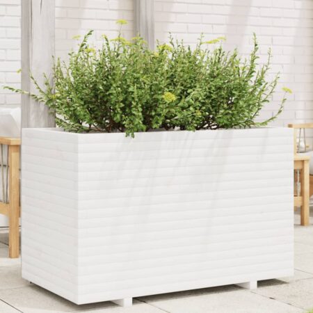 vidaXL plantekasse 110x60x72 cm massivt fyrretræ hvid