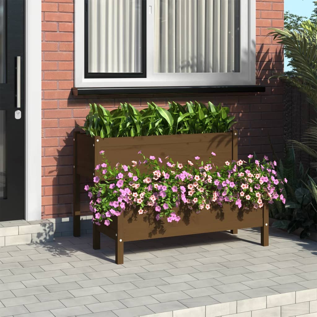 vidaXL plantekasse 110x84x75 cm massivt fyrretræ gyldenbrun vidaXL plantekasse 110x84x75 cm massivt fyrretræ gyldenbrun