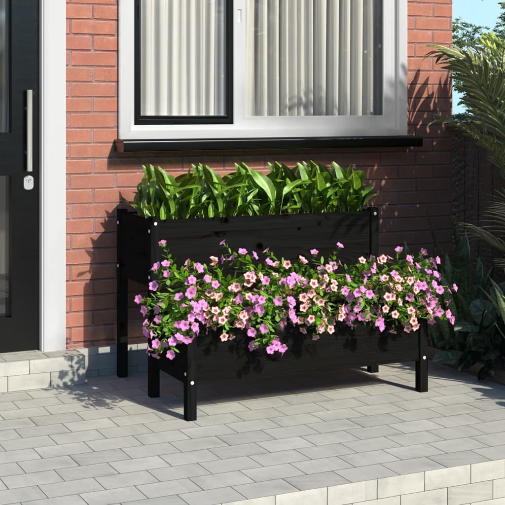 vidaXL plantekasse 110x84x75 cm massivt fyrretræ sort vidaXL plantekasse 110x84x75 cm massivt fyrretræ sort