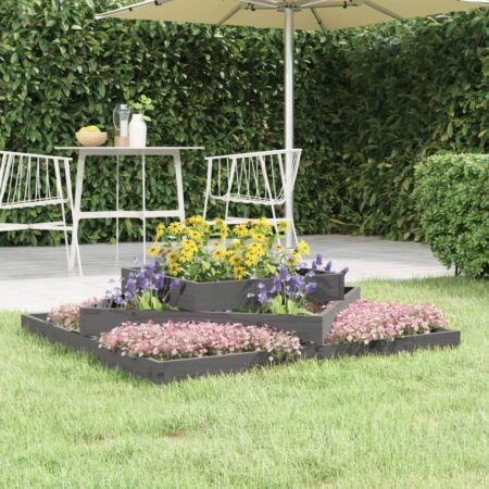 vidaXL plantekasse 112x112x27 cm massivt fyrretræ grå