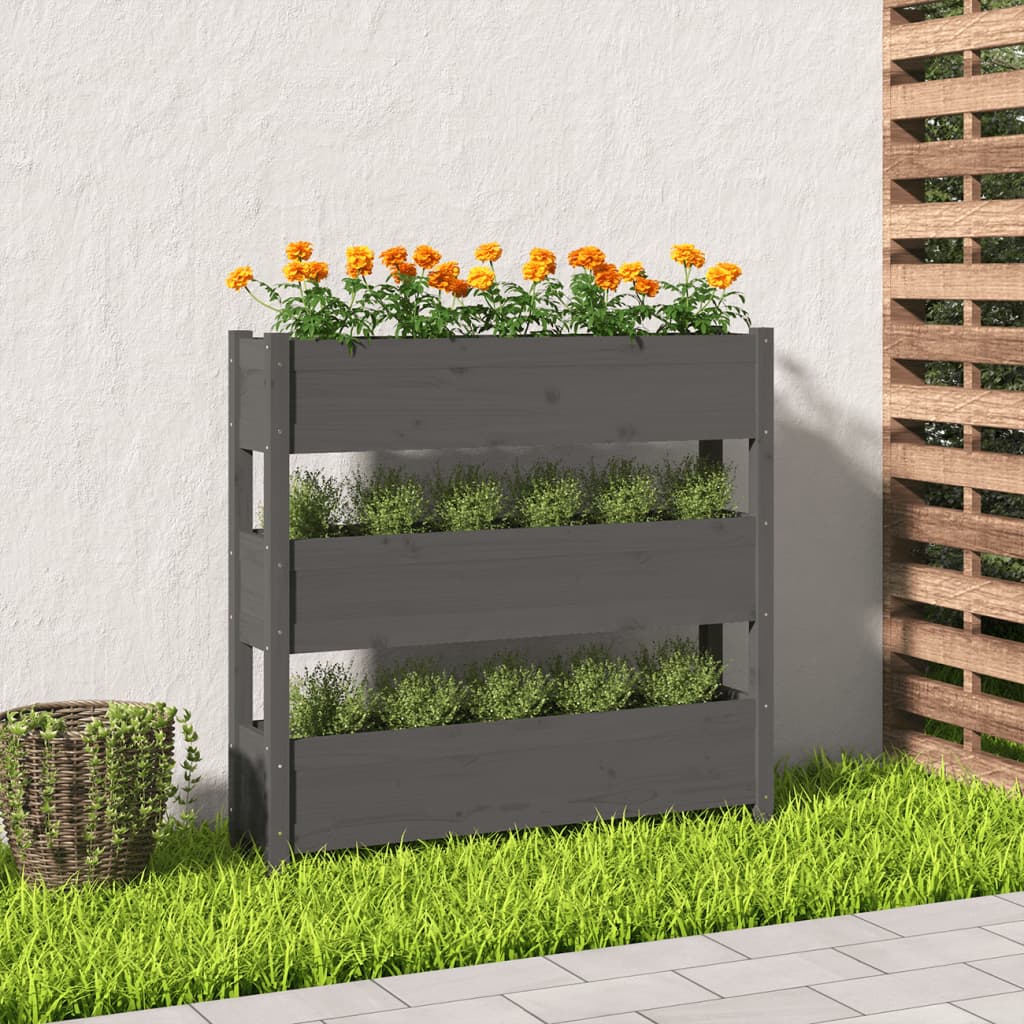 vidaXL plantekasse 112x25x104,5 cm massivt fyrretræ grå vidaXL plantekasse 112x25x104,5 cm massivt fyrretræ grå