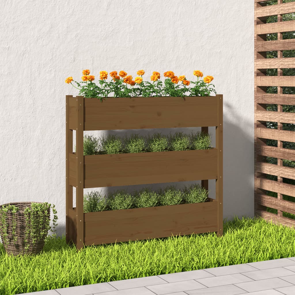 vidaXL plantekasse 112x25x104,5 cm massivt fyrretræ gyldenbrun vidaXL plantekasse 112x25x104,5 cm massivt fyrretræ gyldenbrun