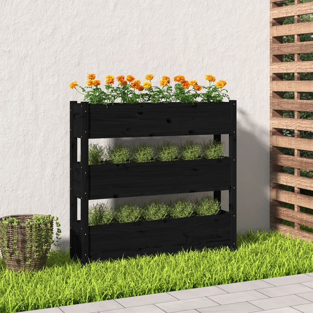 vidaXL plantekasse 112x25x104,5 cm massivt fyrretræ sort vidaXL plantekasse 112x25x104,5 cm massivt fyrretræ sort