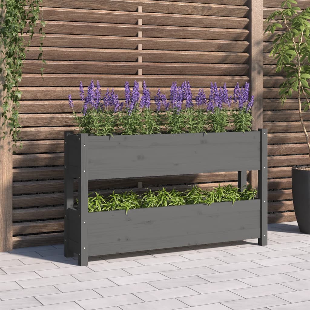 vidaXL plantekasse 112x25x66 cm massivt fyrretræ grå vidaXL plantekasse 112x25x66 cm massivt fyrretræ grå