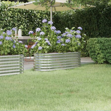 vidaXL plantekasse 114x40x36 cm galvaniseret stål sølvfarvet