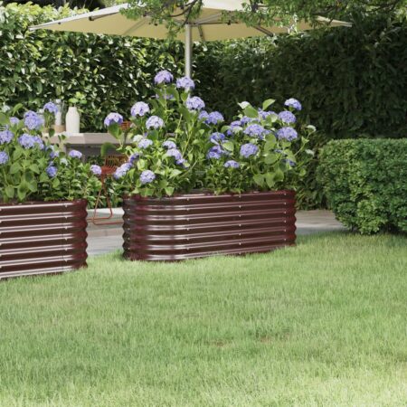 vidaXL plantekasse 114x40x36 cm pulverlakeret stål brun