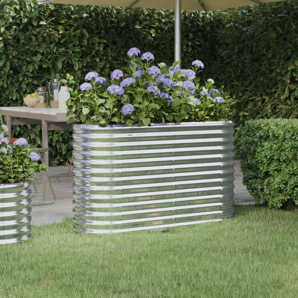 vidaXL plantekasse 114x40x68 cm pulverlakeret stål sølvfarvet vidaXL plantekasse 114x40x68 cm pulverlakeret stål sølvfarvet