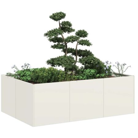 vidaXL plantekasse 120x80x40 cm stål hvid