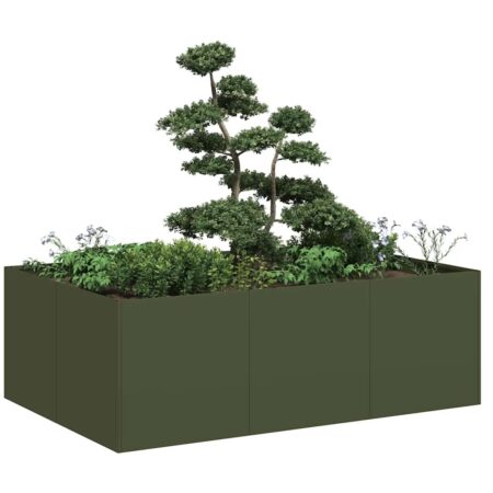 vidaXL plantekasse 120x80x40 cm stål olivengrøn