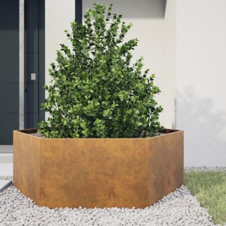 vidaXL plantekasse 138x120x45 cm sekskantet cortenstål