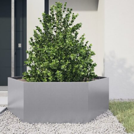 vidaXL plantekasse 138x120x45 cm sekskantet galvaniseret stål