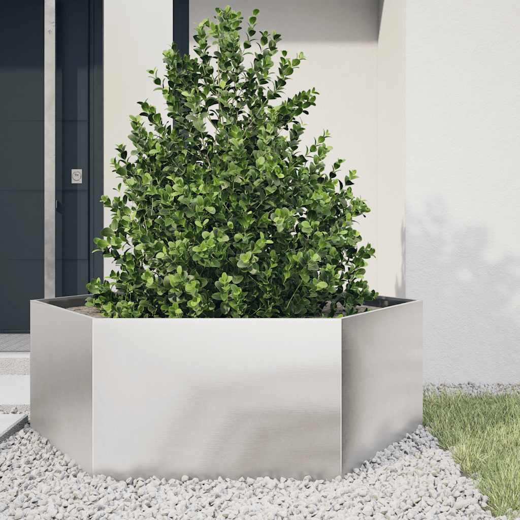 vidaXL plantekasse 138x120x45 cm sekskantet rustfrit stål vidaXL plantekasse 138x120x45 cm sekskantet rustfrit stål