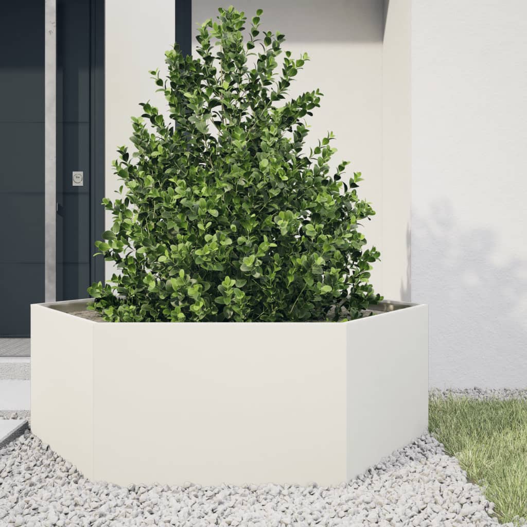 vidaXL plantekasse 138x120x45 cm sekskantet stål hvid vidaXL plantekasse 138x120x45 cm sekskantet stål hvid