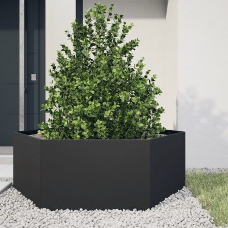 vidaXL plantekasse 138x120x45 cm sekskantet stål sort