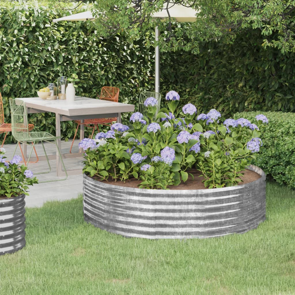 vidaXL plantekasse 140x140x36 cm pulverlakeret stål sølvfarvet vidaXL plantekasse 140x140x36 cm pulverlakeret stål sølvfarvet